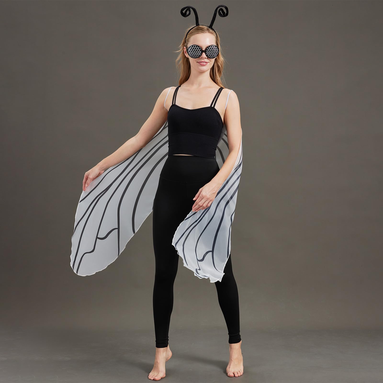 Fly Insect Wings & Bug Eye Glasses Costume Set – Cartoon Bug Accessories Kit for Adults & Teens