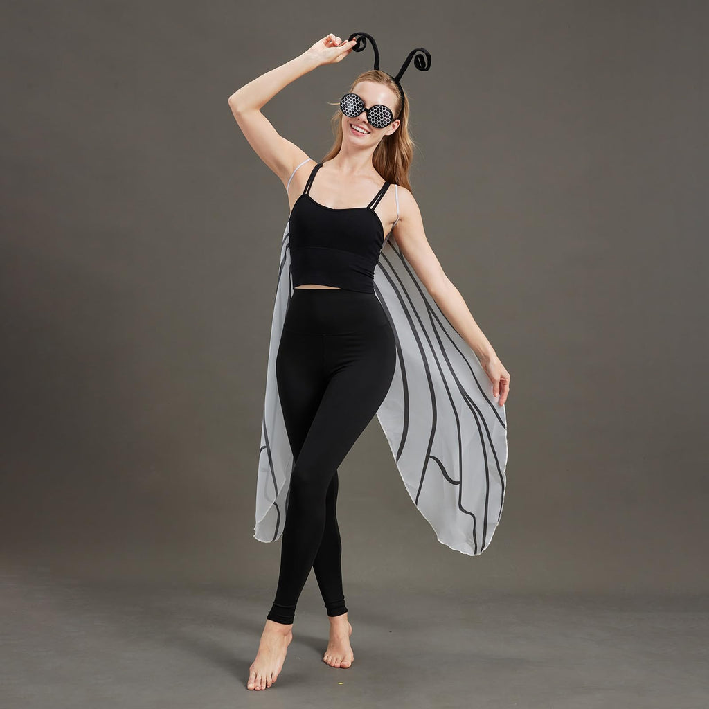 Fly Insect Wings & Bug Eye Glasses Costume Set – Cartoon Bug Accessories Kit for Adults & Teens