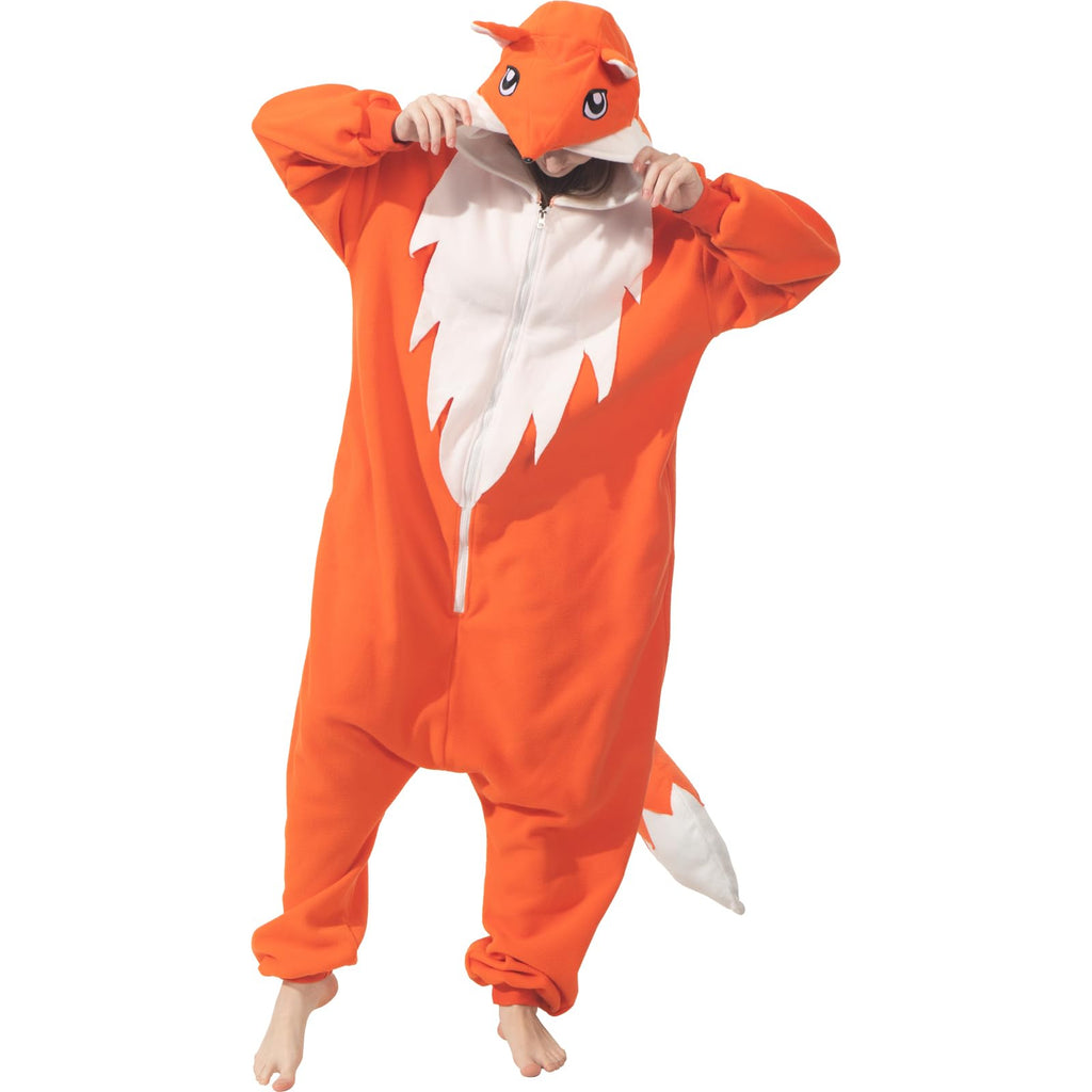 Cute Fox Onesie Costume – Soft Polar Fleece Animal Pajamas with Tail & Pockets