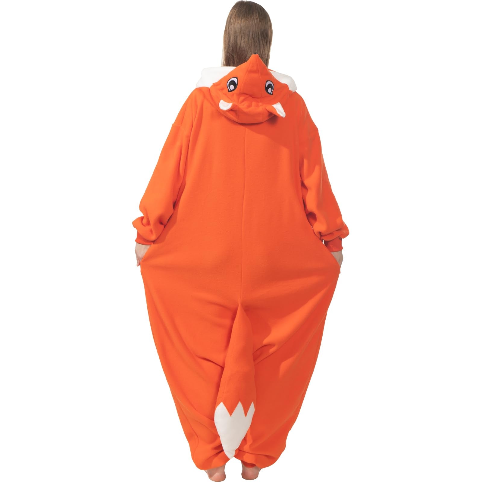 Cute Fox Onesie Costume – Soft Polar Fleece Animal Pajamas with Tail & Pockets