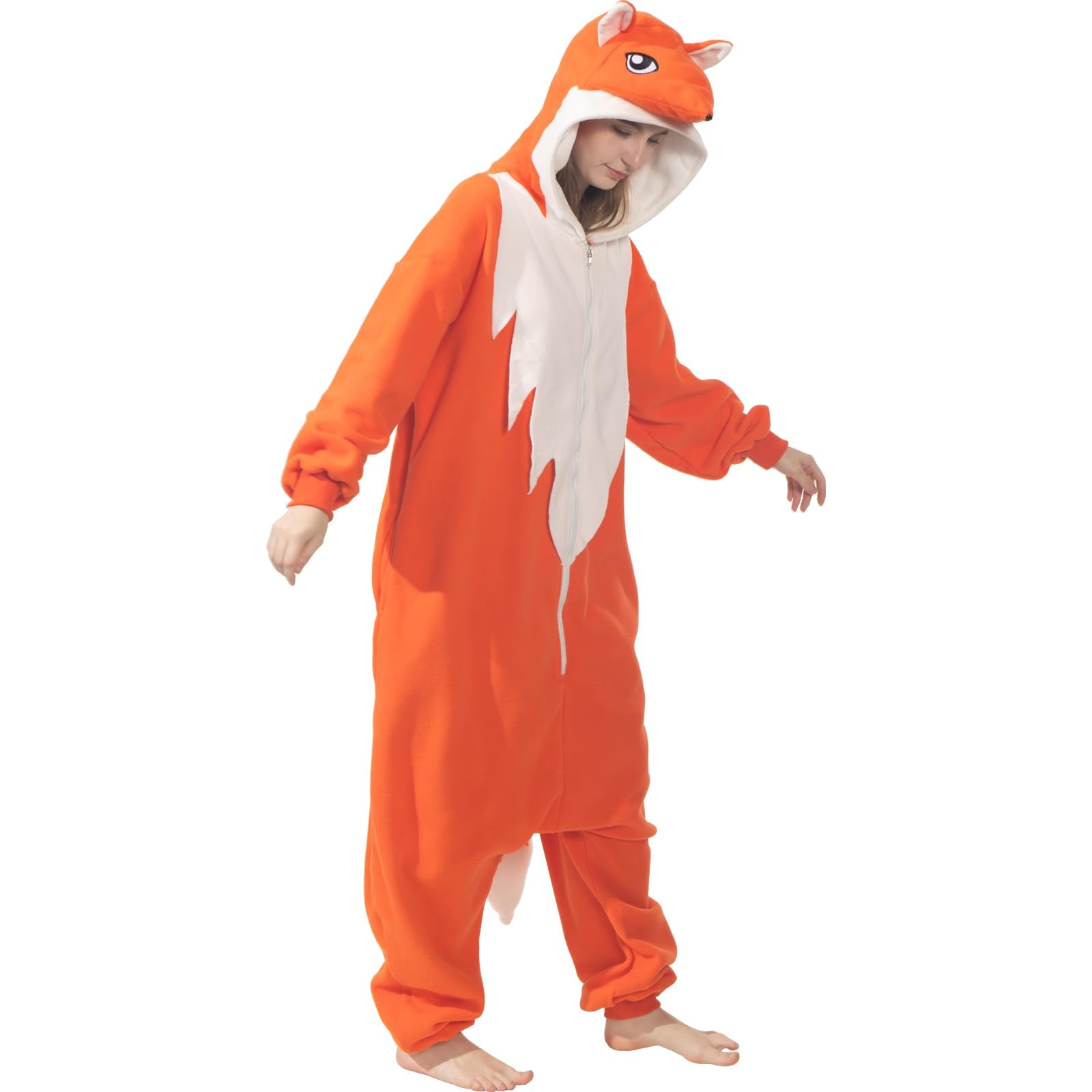 Cute Fox Onesie Costume – Soft Polar Fleece Animal Pajamas with Tail & Pockets