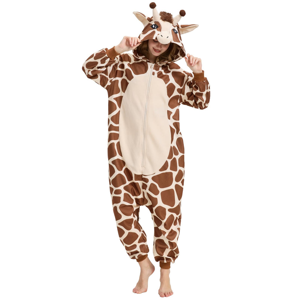 Adorable Giraffe Onesie – Soft Plush Fleece Cartoon Animal Costume