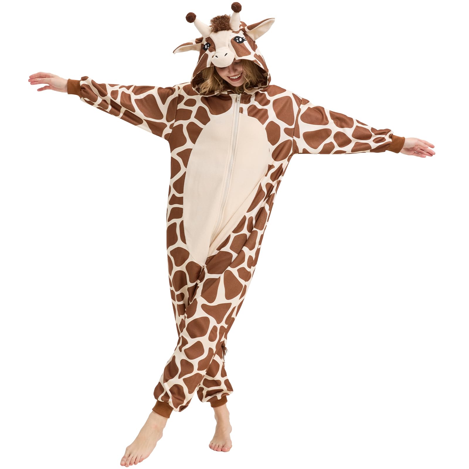 Adorable Giraffe Onesie – Soft Plush Fleece Cartoon Animal Costume