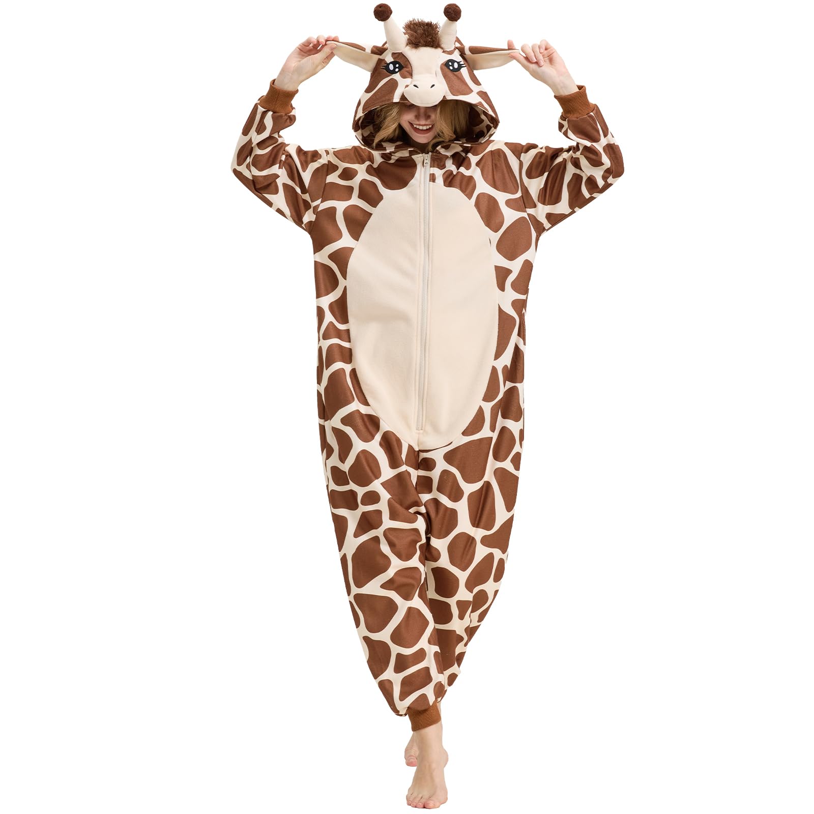 Adorable Giraffe Onesie – Soft Plush Fleece Cartoon Animal Costume