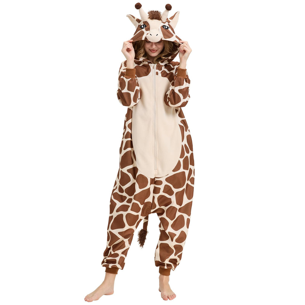 Adorable Giraffe Onesie – Soft Plush Fleece Cartoon Animal Costume