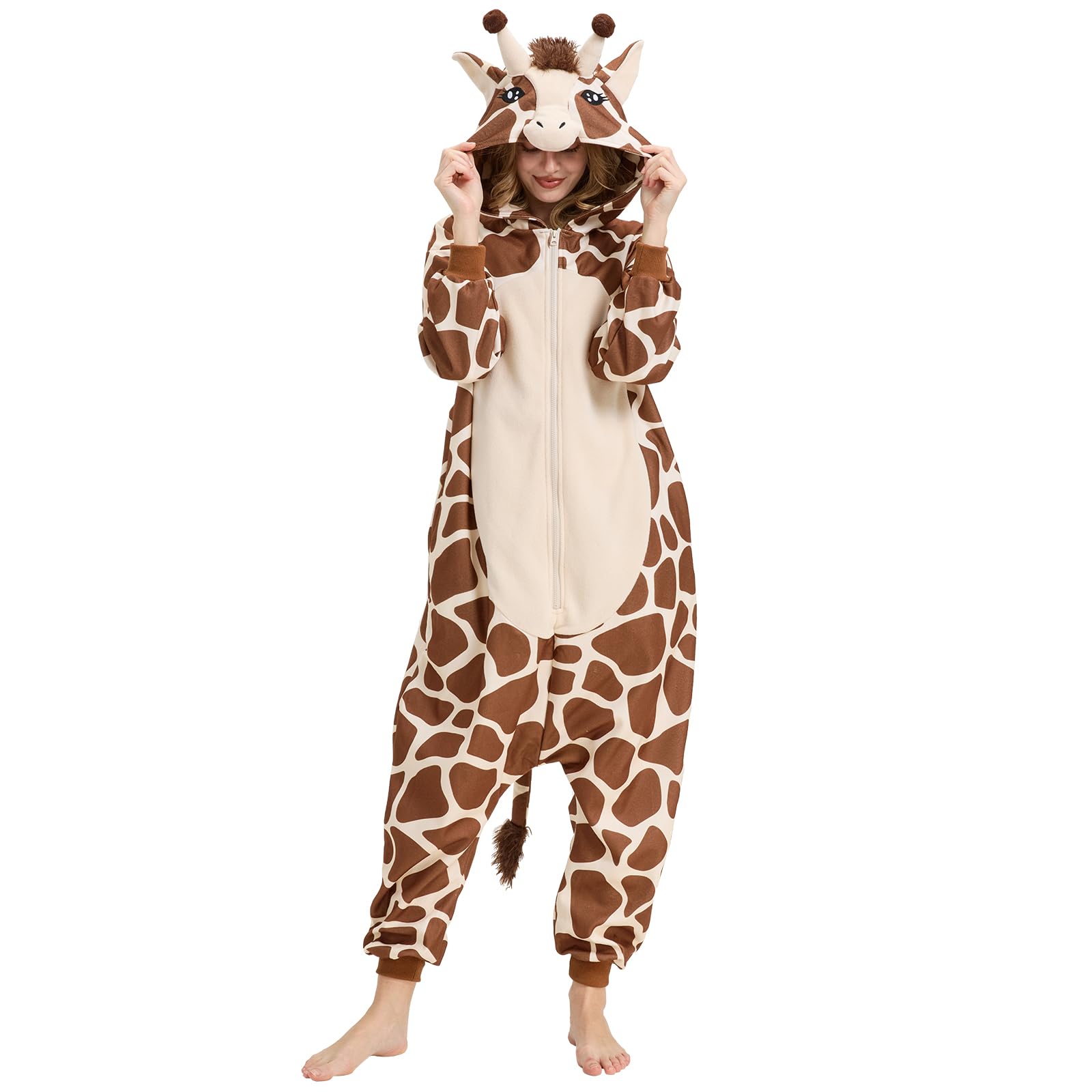 Adorable Giraffe Onesie – Soft Plush Fleece Cartoon Animal Costume