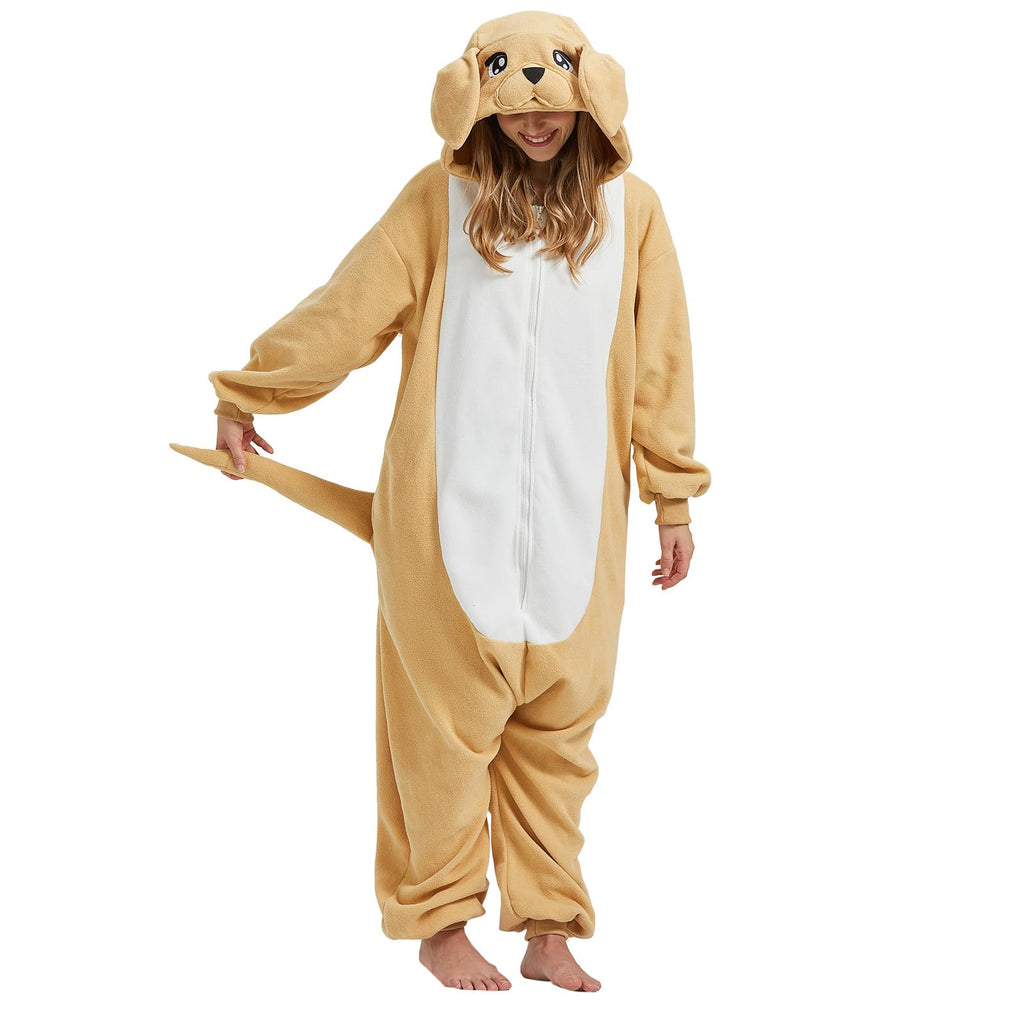 Adult Golden Retriever Onesie Costume – Dog Lover Pajamas with Realistic Puppy Details for Lounging & Cosplay