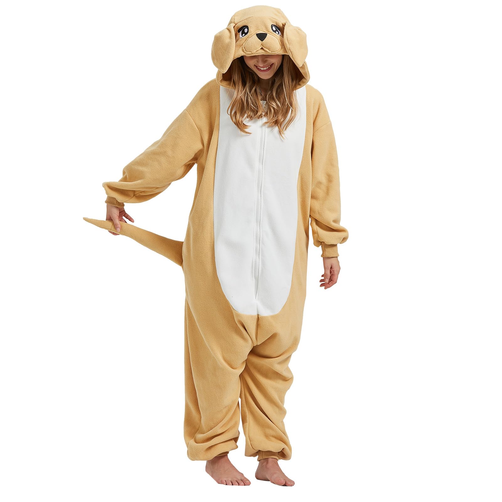 Adult Golden Retriever Onesie Costume – Dog Lover Pajamas with Realistic Puppy Details for Lounging & Cosplay