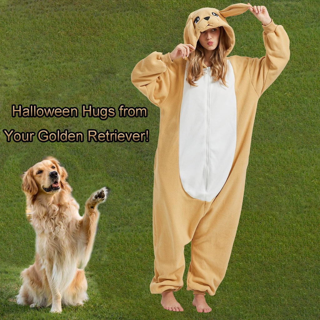 Adult Golden Retriever Onesie Costume – Dog Lover Pajamas with Realistic Puppy Details for Lounging & Cosplay