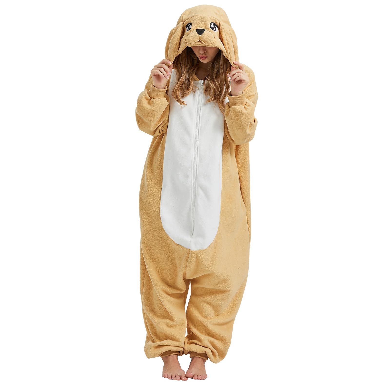 Adult Golden Retriever Onesie Costume – Dog Lover Pajamas with Realistic Puppy Details for Lounging & Cosplay