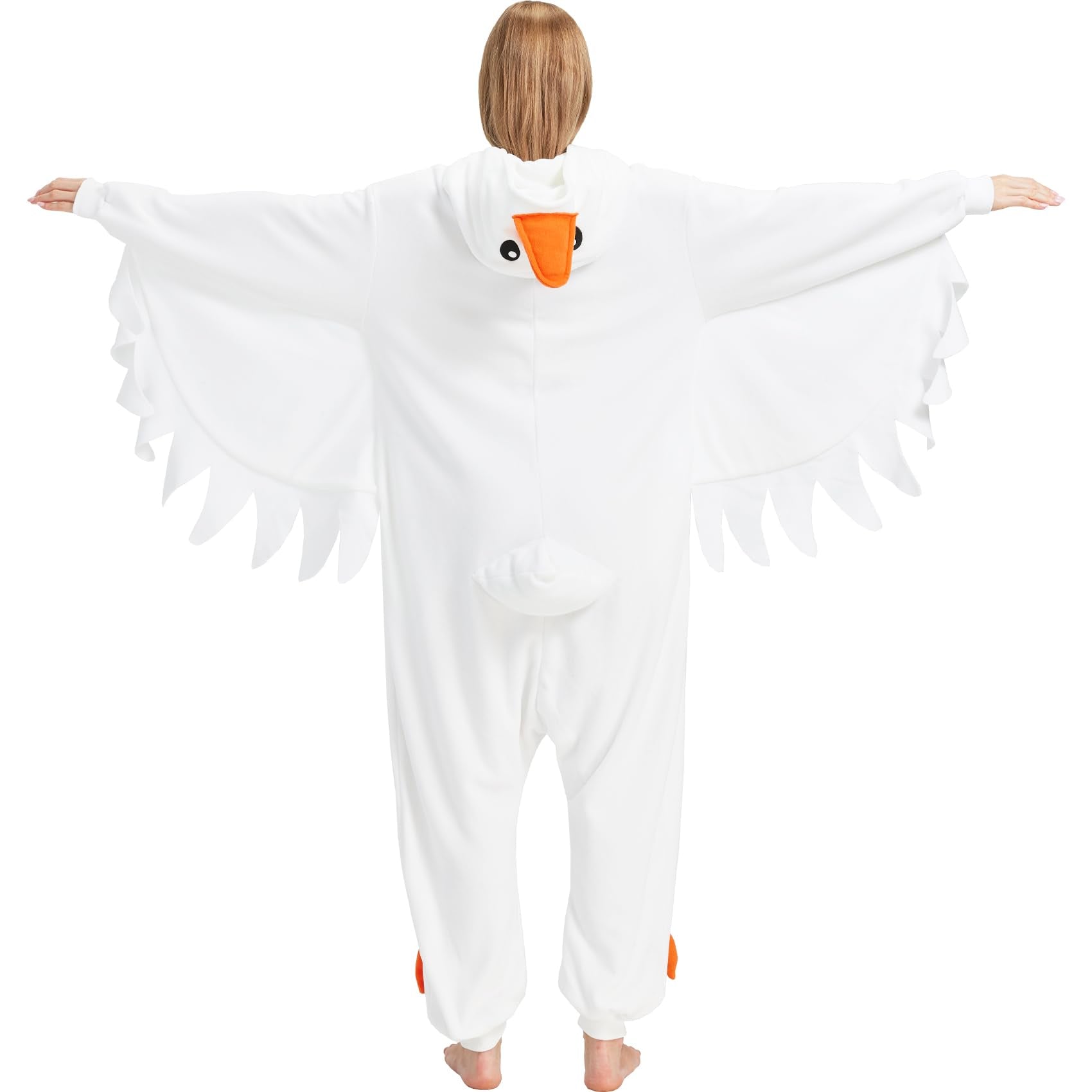 Adult Goose Onesie Costume – Funny Honking Bird Pajamas with Realistic Wings & Webbed Feet for Halloween