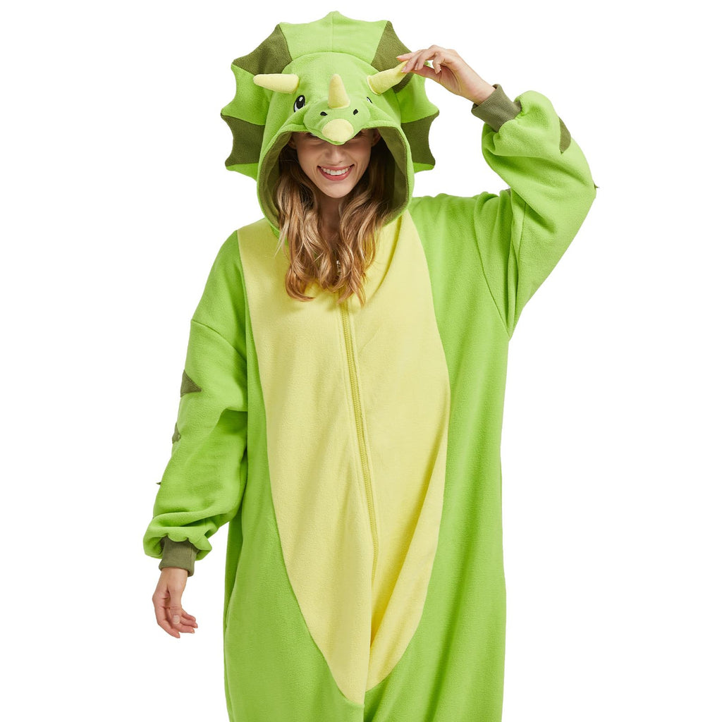 Spooky Triceratops Onesie – Halloween Dinosaur Pajamas & Cosplay Costume for Adults