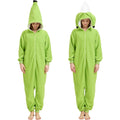 Adult Green Banana Onesie Costume – Unripe Fruit Pajamas with Peel Hood for Halloween & Fruit-Themed Parties