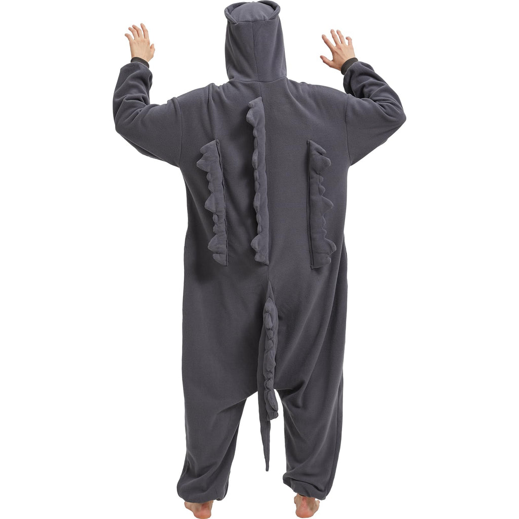 Adult Dinosaur Iguana Monster Onesie Costume – Prehistoric Reptile Pajamas with Lifelike Hood for Halloween & Cosplay