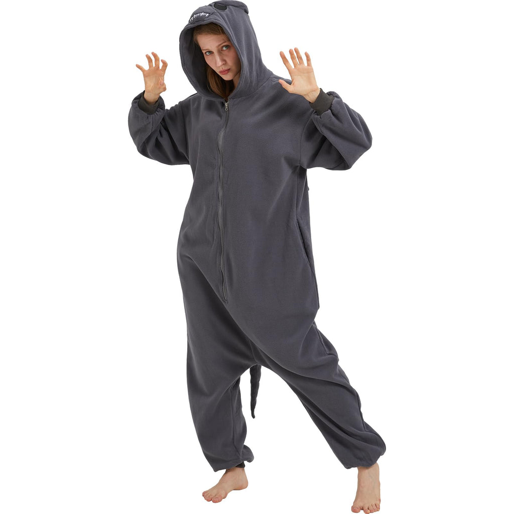 Adult Dinosaur Iguana Monster Onesie Costume – Prehistoric Reptile Pajamas with Lifelike Hood for Halloween & Cosplay