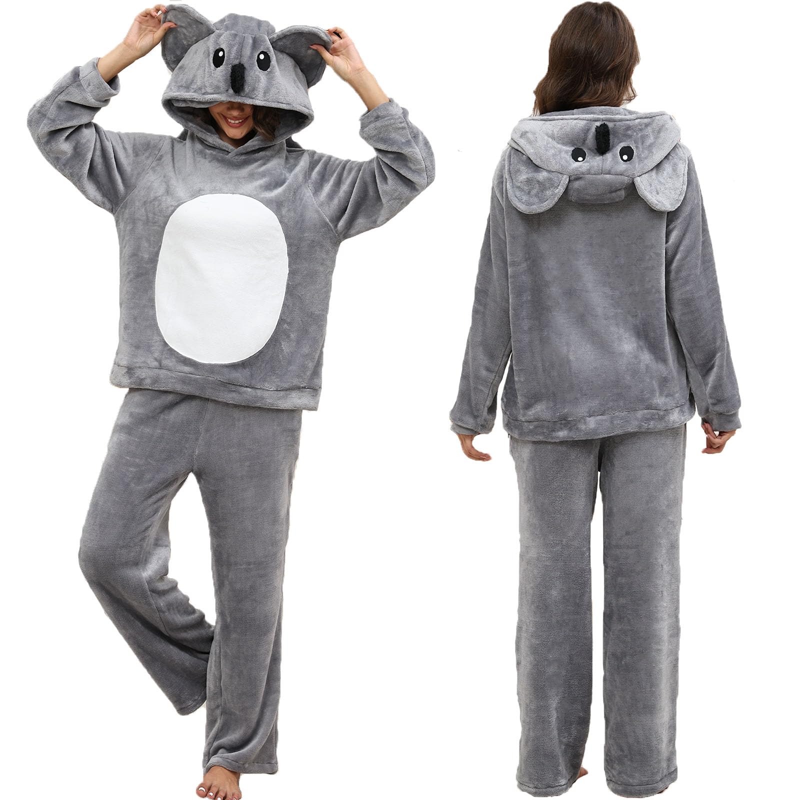 Adult Koala Hooded Cape Costume – Cozy Animal Cloak with Soft Ears for Women & Men, Unisex Wearable Blanket