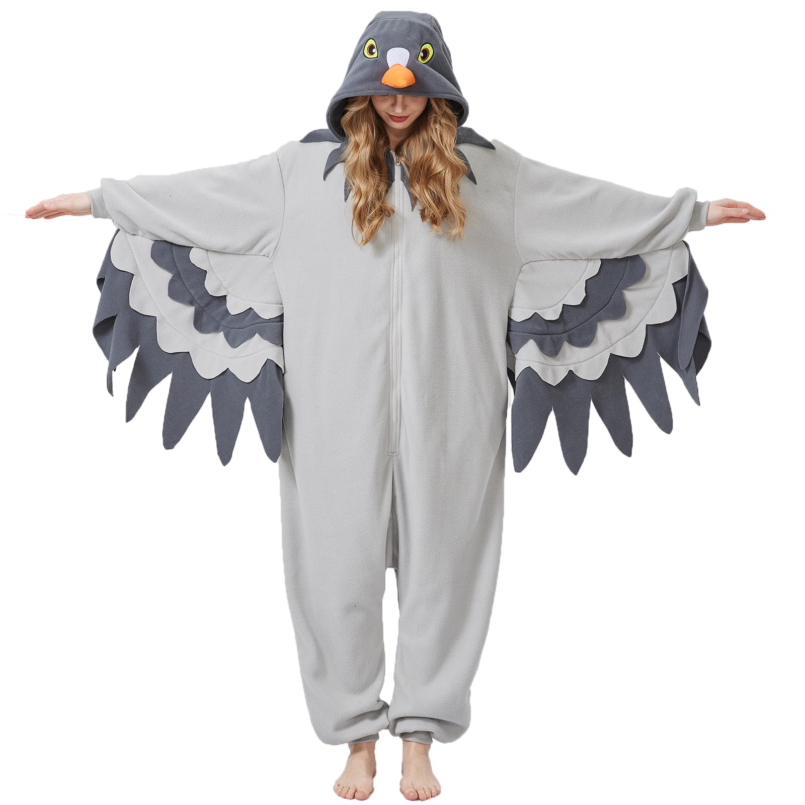 Adult Pigeon Onesie Costume – Realistic Bird Pajamas with Wings & Tail for Halloween & Cosplay