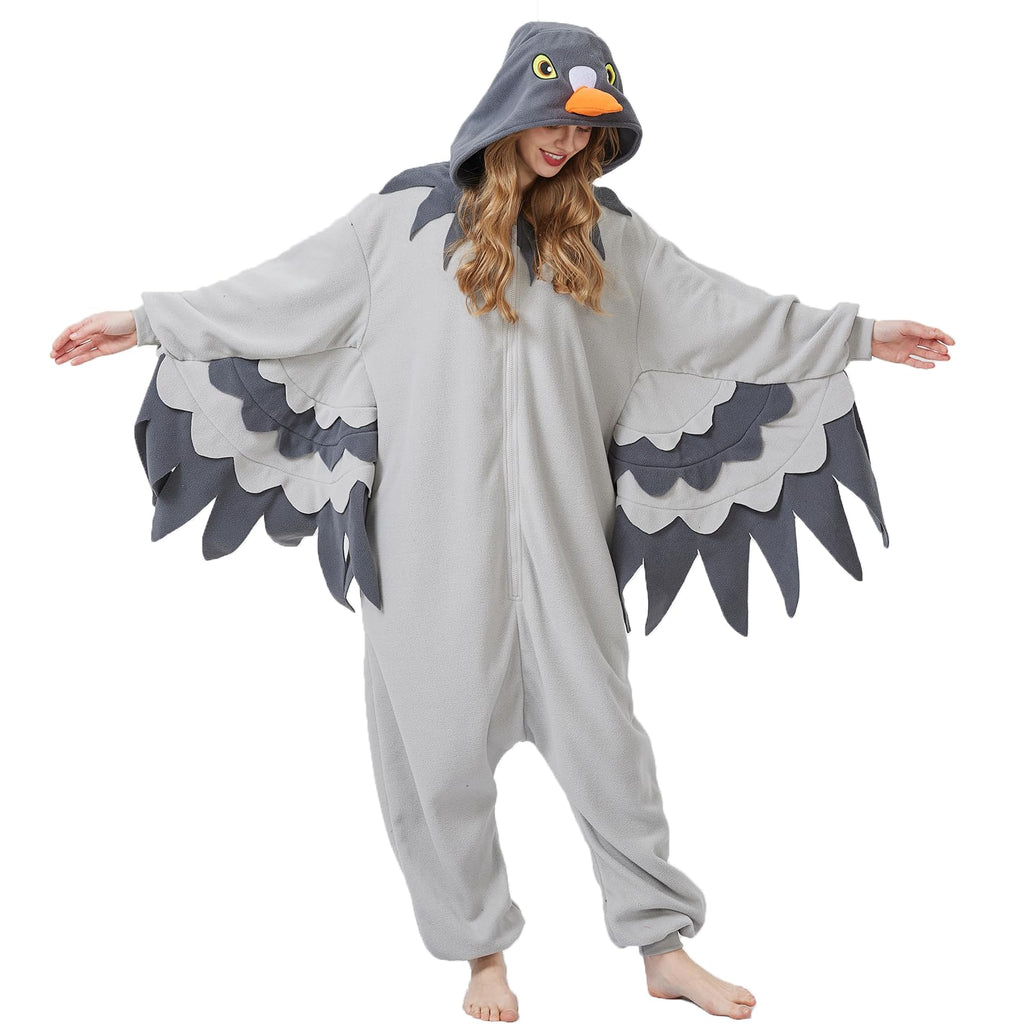 Adult Pigeon Onesie Costume – Realistic Bird Pajamas with Wings & Tail for Halloween & Cosplay