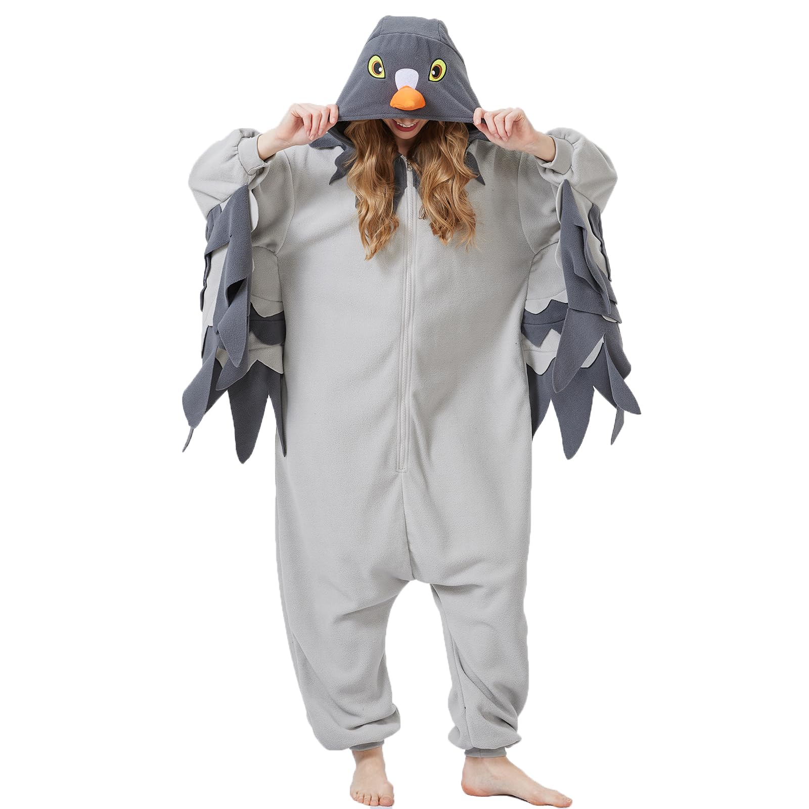 Adult Pigeon Onesie Costume – Realistic Bird Pajamas with Wings & Tail for Halloween & Cosplay