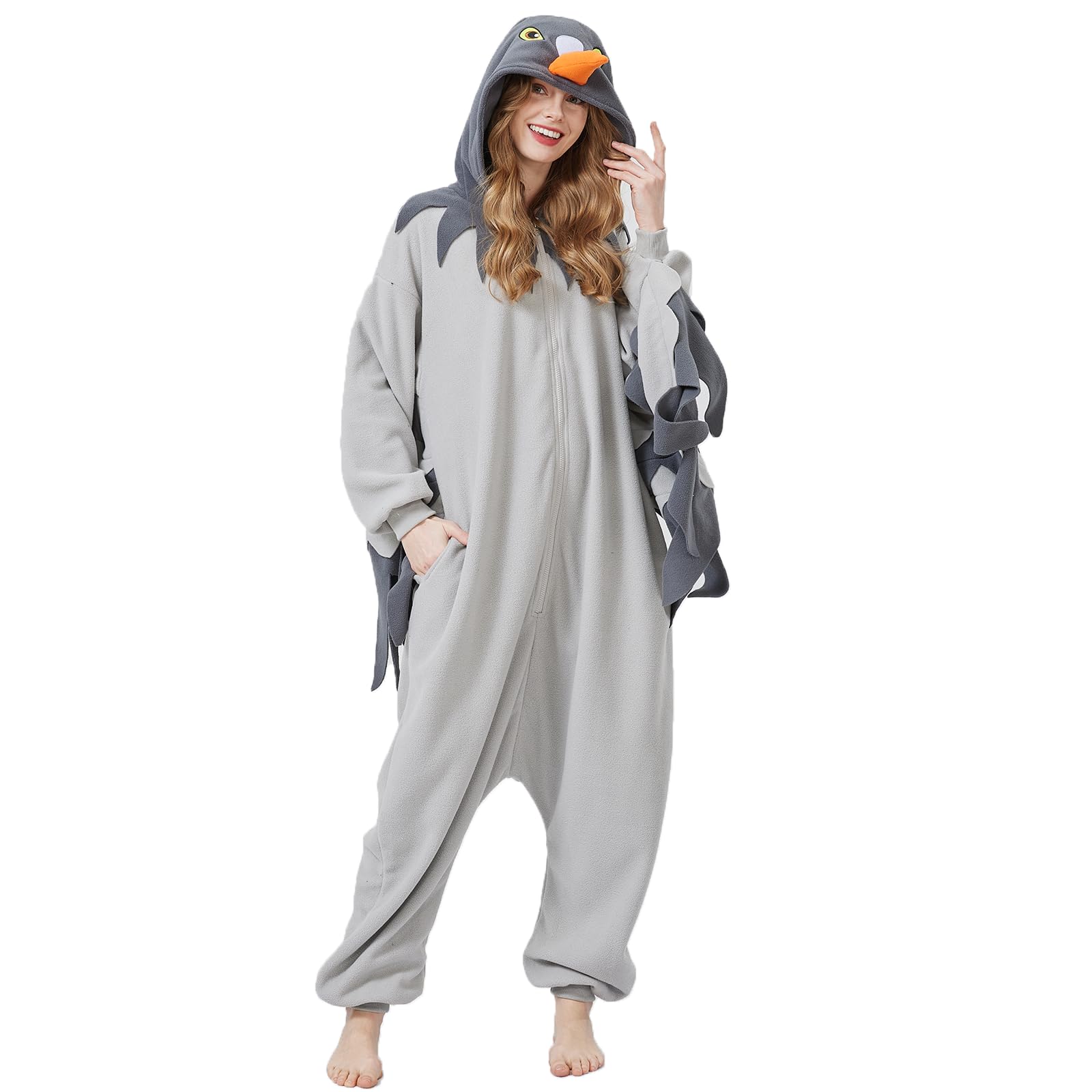 Adult Pigeon Onesie Costume – Realistic Bird Pajamas with Wings & Tail for Halloween & Cosplay