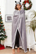 Raccoon Hooded Blanket – Wearable Cozy Cape with Hood for Adults, Unisex Flannel Fleece Throw for Lounging