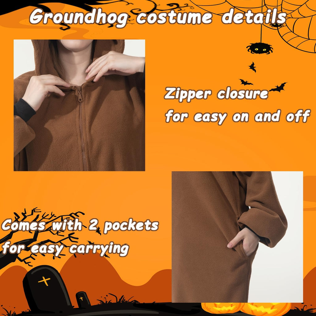 Adult Sea Otter Onesie Costume – Adorable Plush Animal Pajamas with Ears, Tail & Detachable Gloves for Halloween