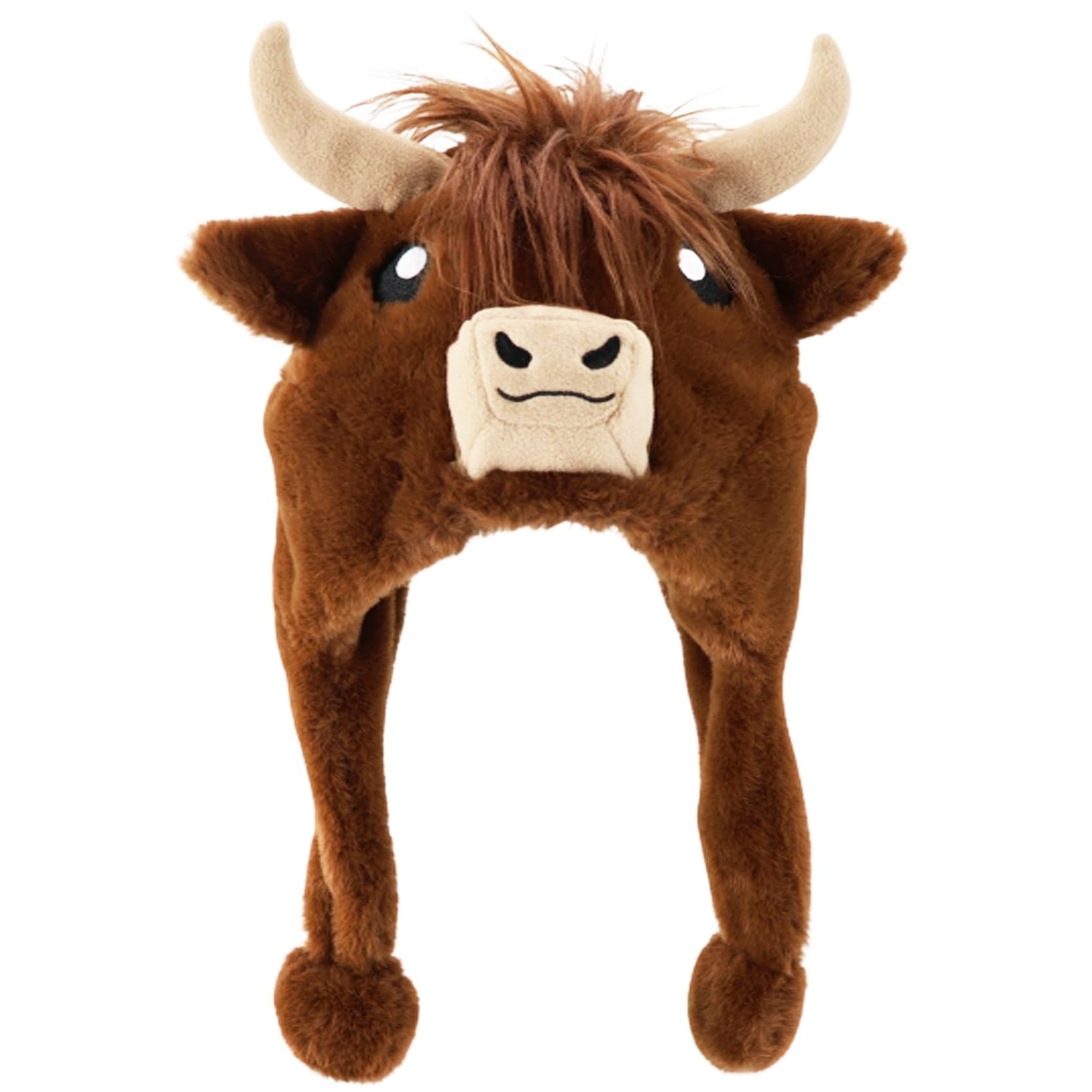 Cute Highland Cow Plush Hat – Cozy Scottish Cow Hood with Horns & Ears
