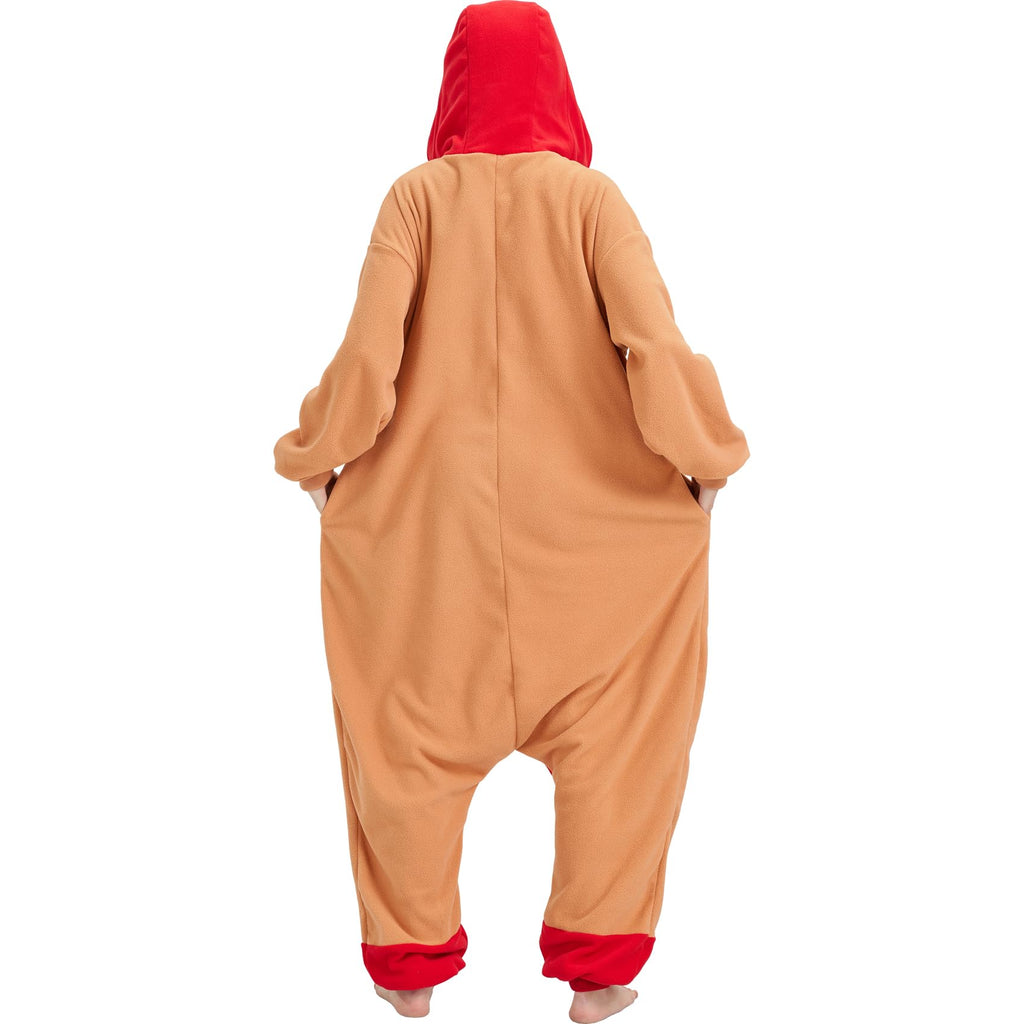 Adult Hot Dog Onesie Costume – Funny Food Pajamas with Removable Mustard Strip for Halloween & Costume Parties