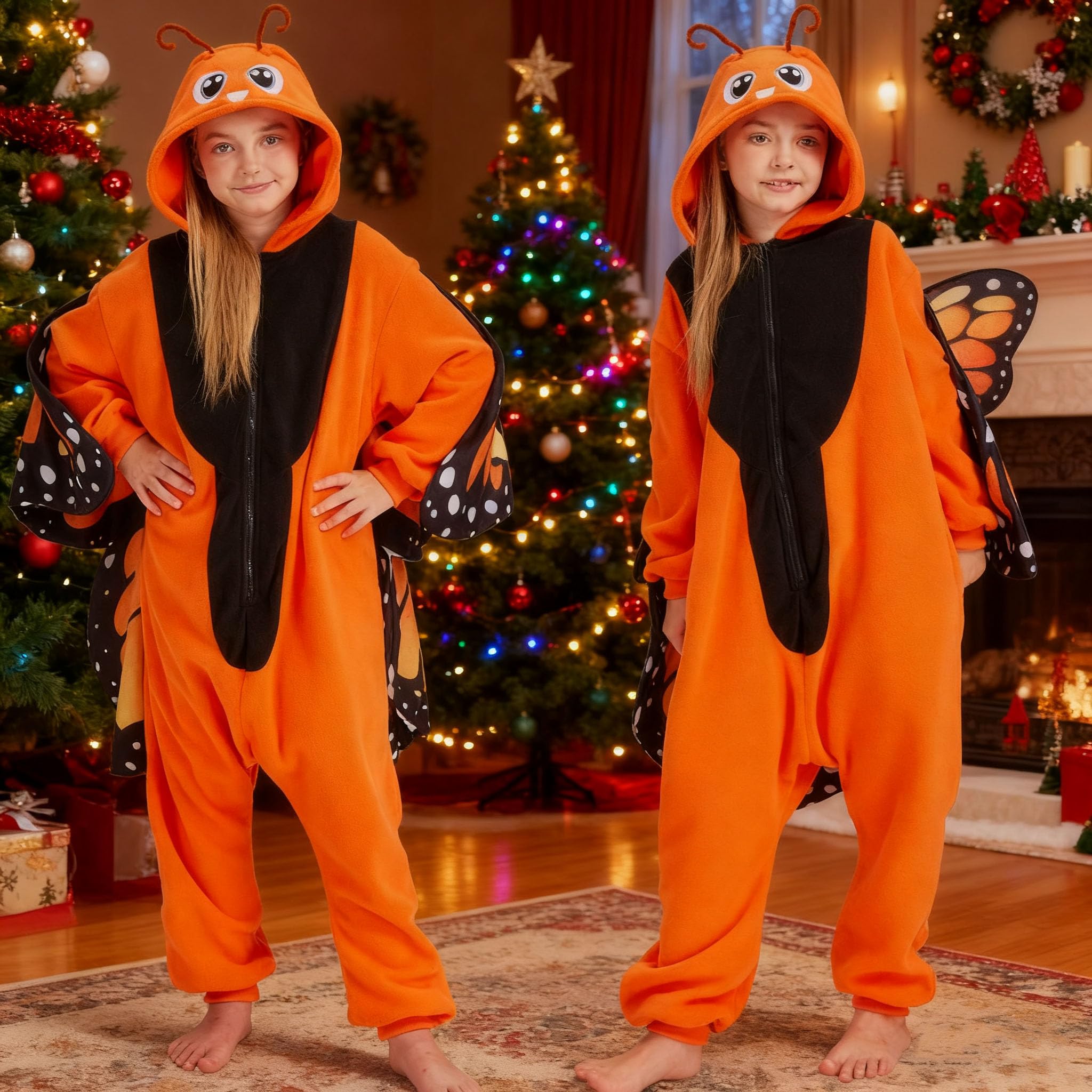 Kids Butterfly Onesie Costume – Children's Purple Wings Pajamas with Soft Flannel for Halloween & Cosplay