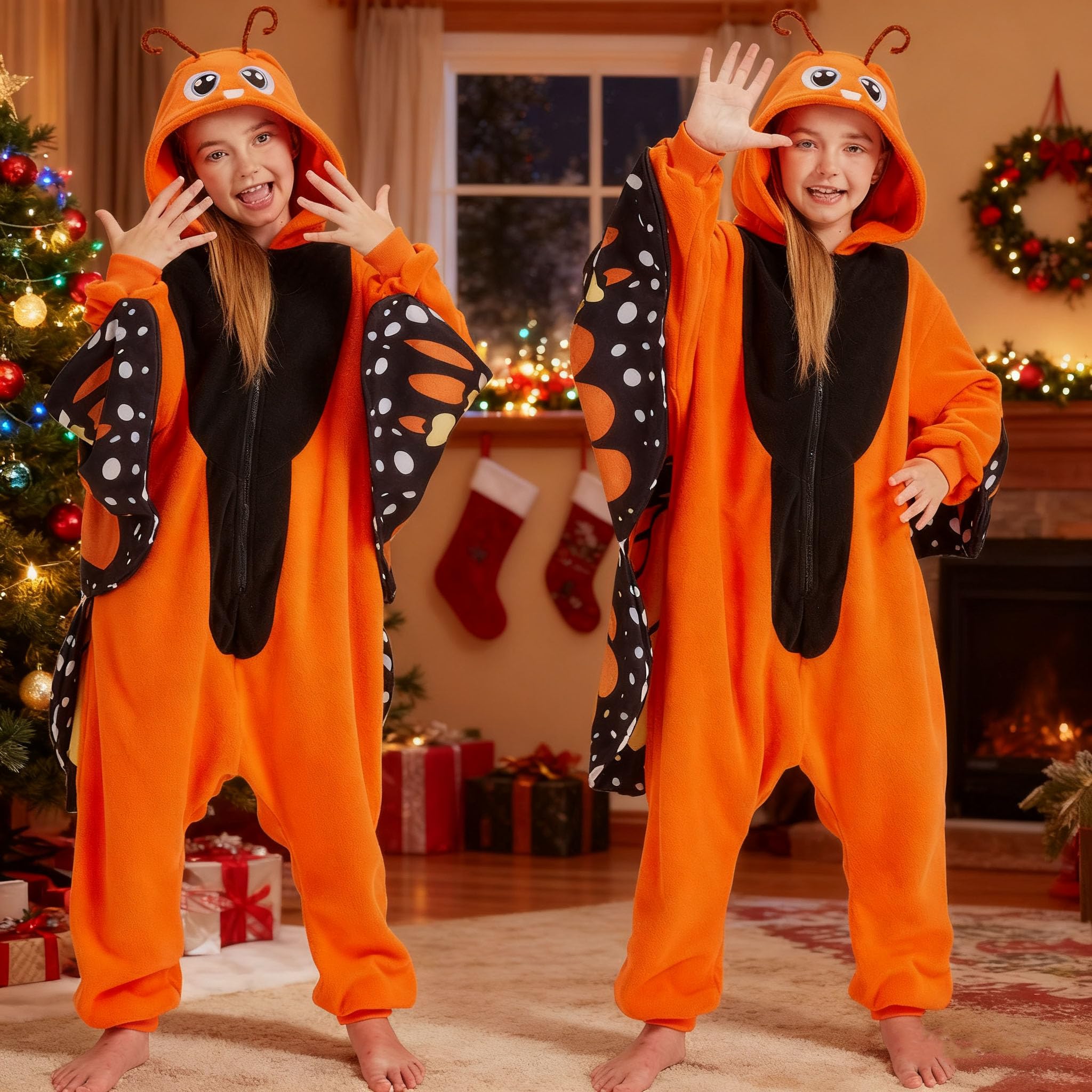 Kids Butterfly Onesie Costume – Children's Purple Wings Pajamas with Soft Flannel for Halloween & Cosplay