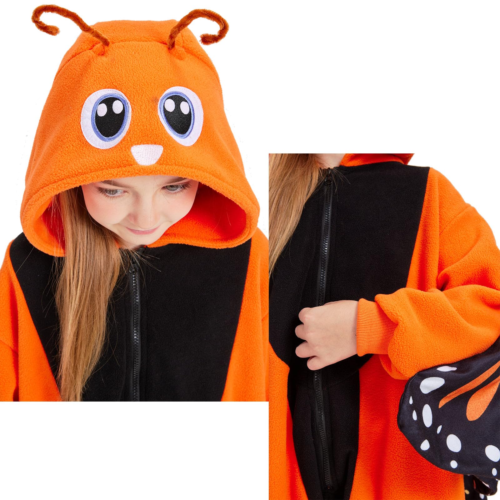 Kids Butterfly Onesie Costume – Children's Purple Wings Pajamas with Soft Flannel for Halloween & Cosplay