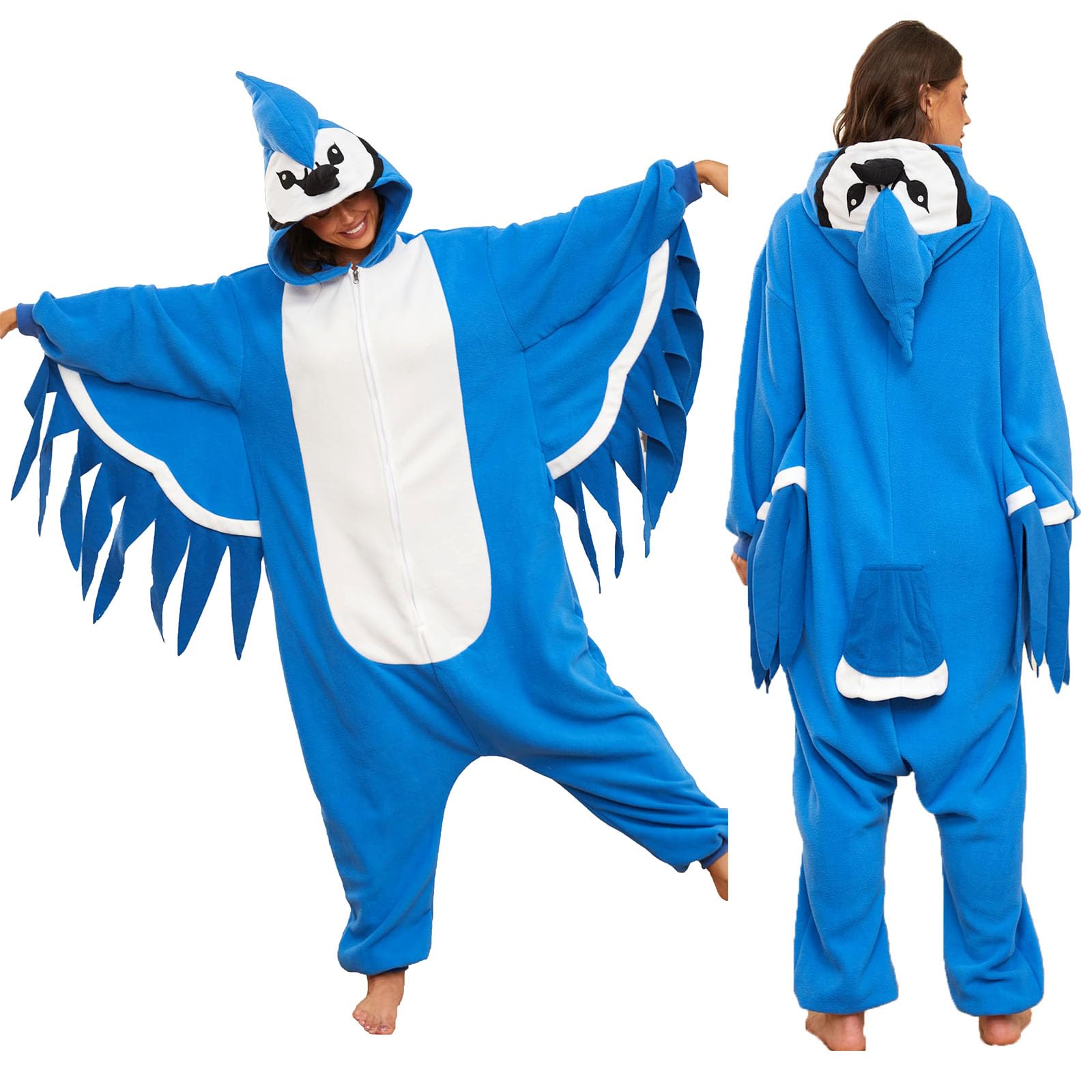Adult Blue Jay Onesie Costume – Majestic Bird Pajamas with Vibrant Feather Design for Halloween & Cosplay