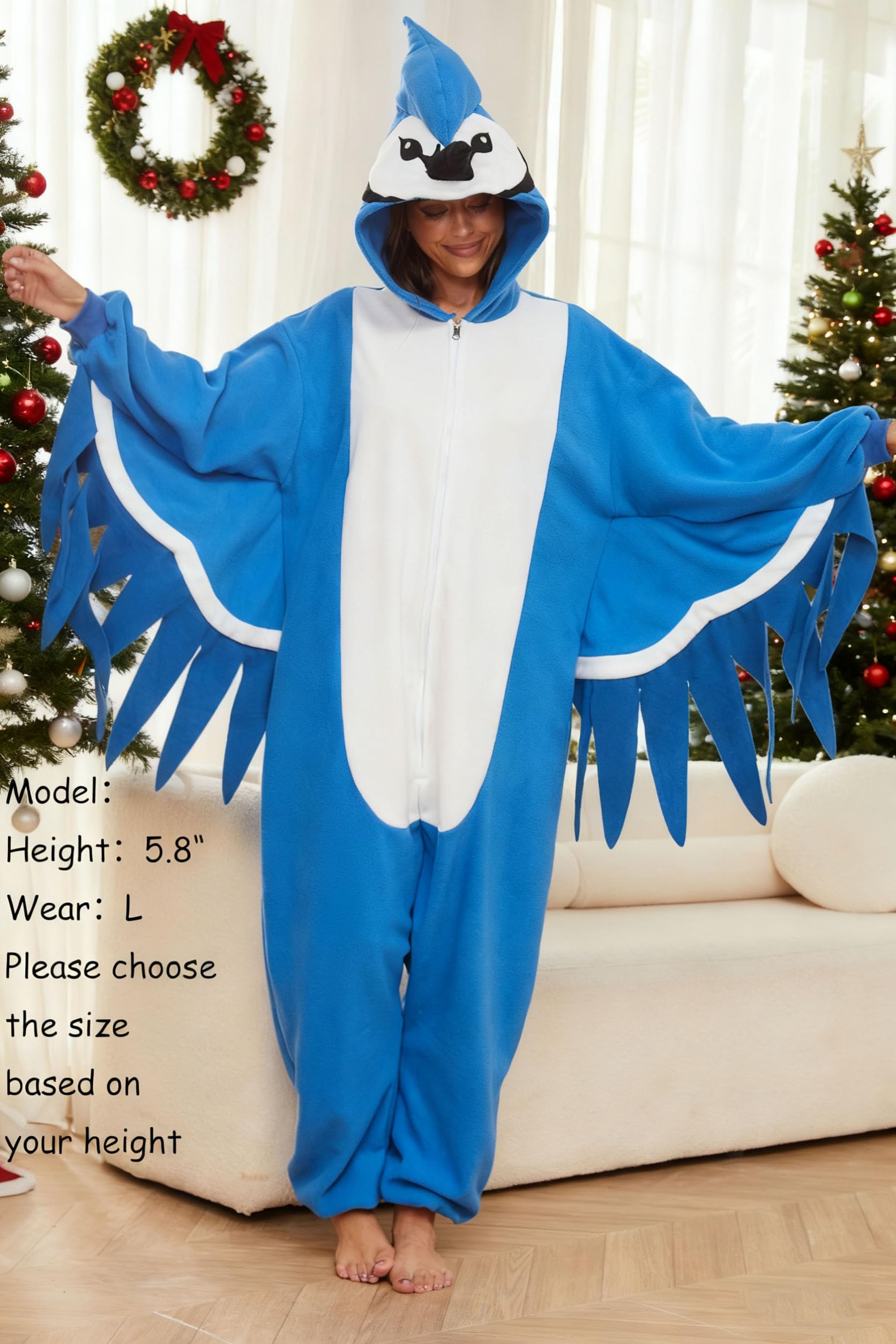 Adult Blue Jay Onesie Costume – Majestic Bird Pajamas with Vibrant Feather Design for Halloween & Cosplay
