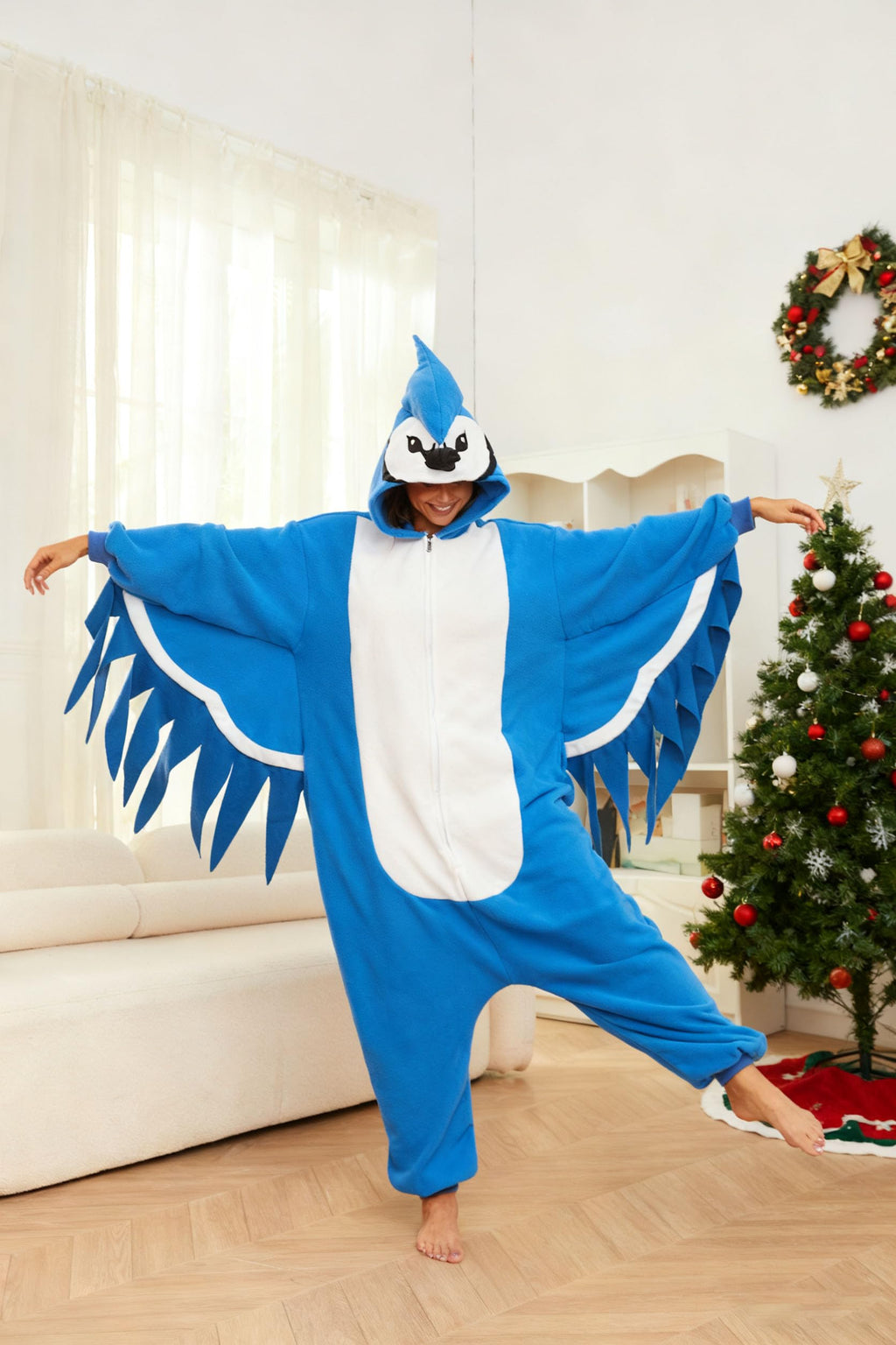 Adult Blue Jay Onesie Costume – Majestic Bird Pajamas with Vibrant Feather Design for Halloween & Cosplay