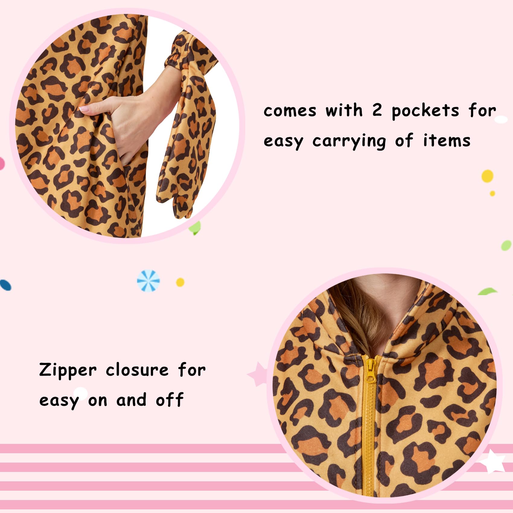 Adult Cheetah Onesie Costume – Wildcat Pajamas with Spotted Print & Cute Tail for Halloween & Cosplay
