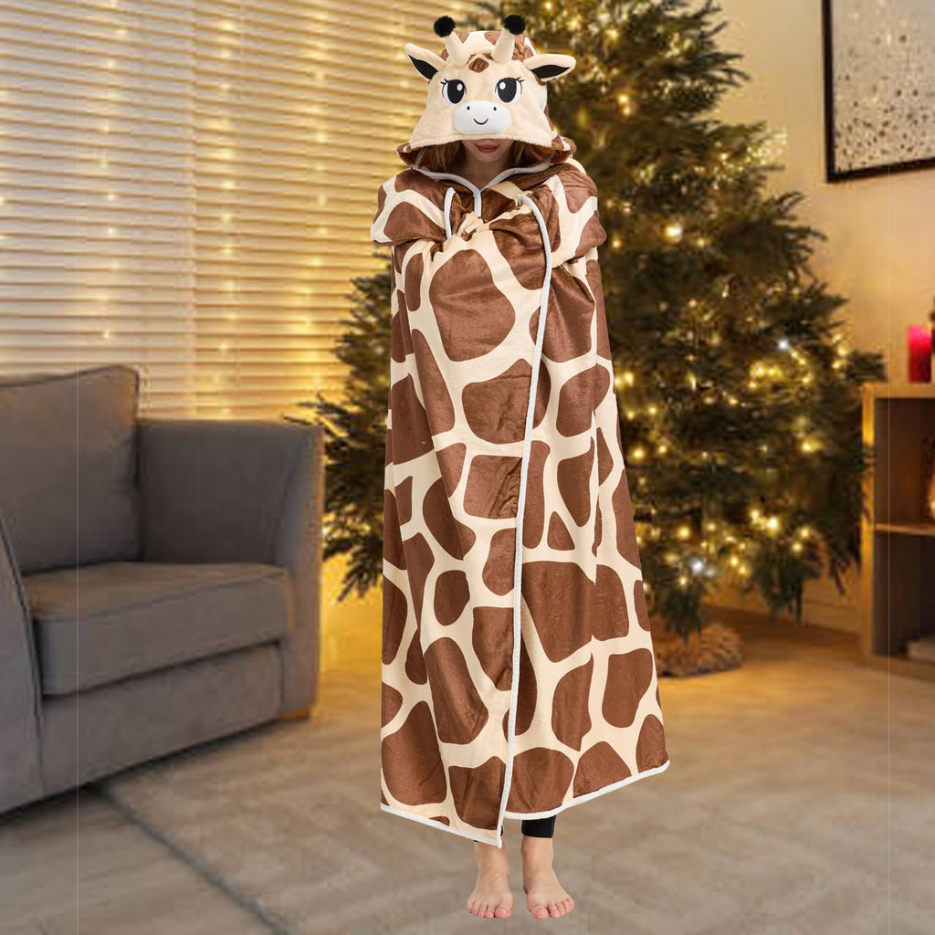 Adorable Animal Print Blanket – Soft & Portable Giraffe/Squirrel Throw for Home & Travel