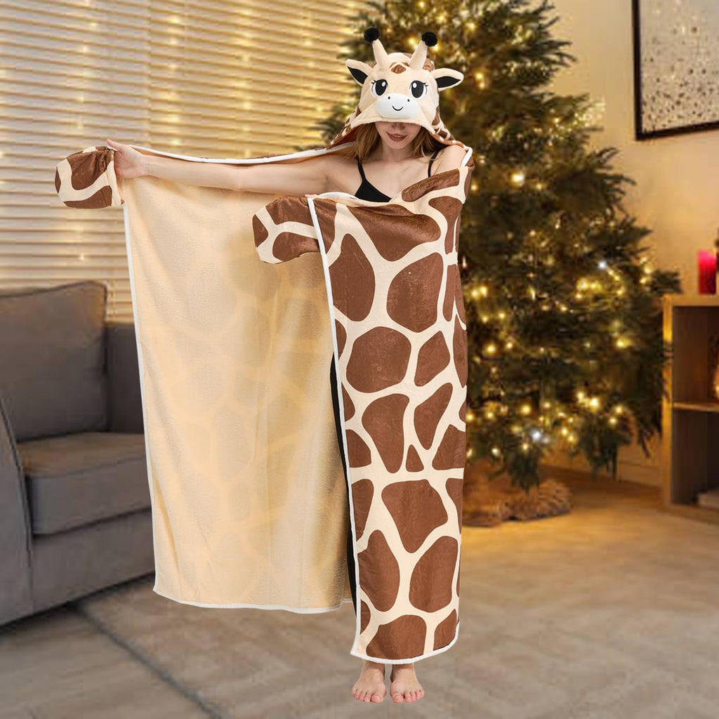 Adorable Animal Print Blanket – Soft & Portable Giraffe/Squirrel Throw for Home & Travel