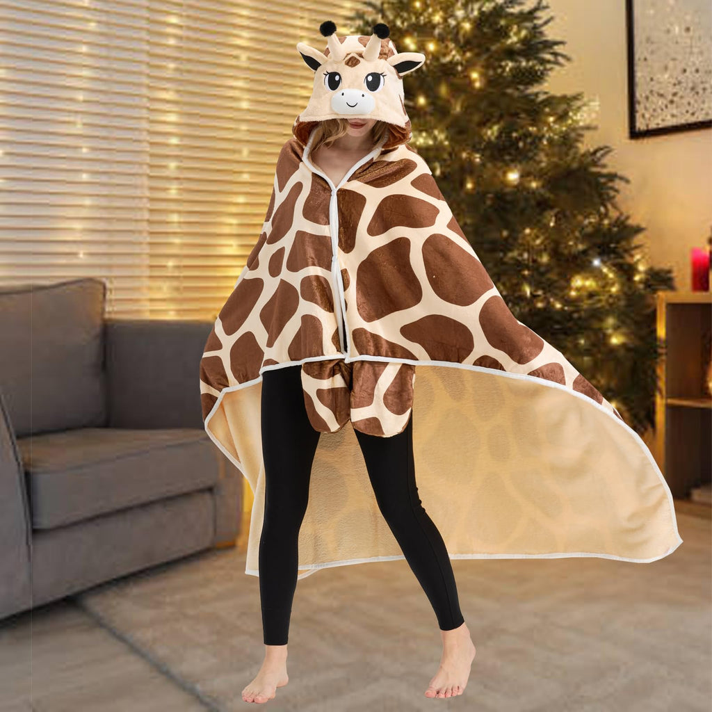 Adorable Animal Print Blanket – Soft & Portable Giraffe/Squirrel Throw for Home & Travel