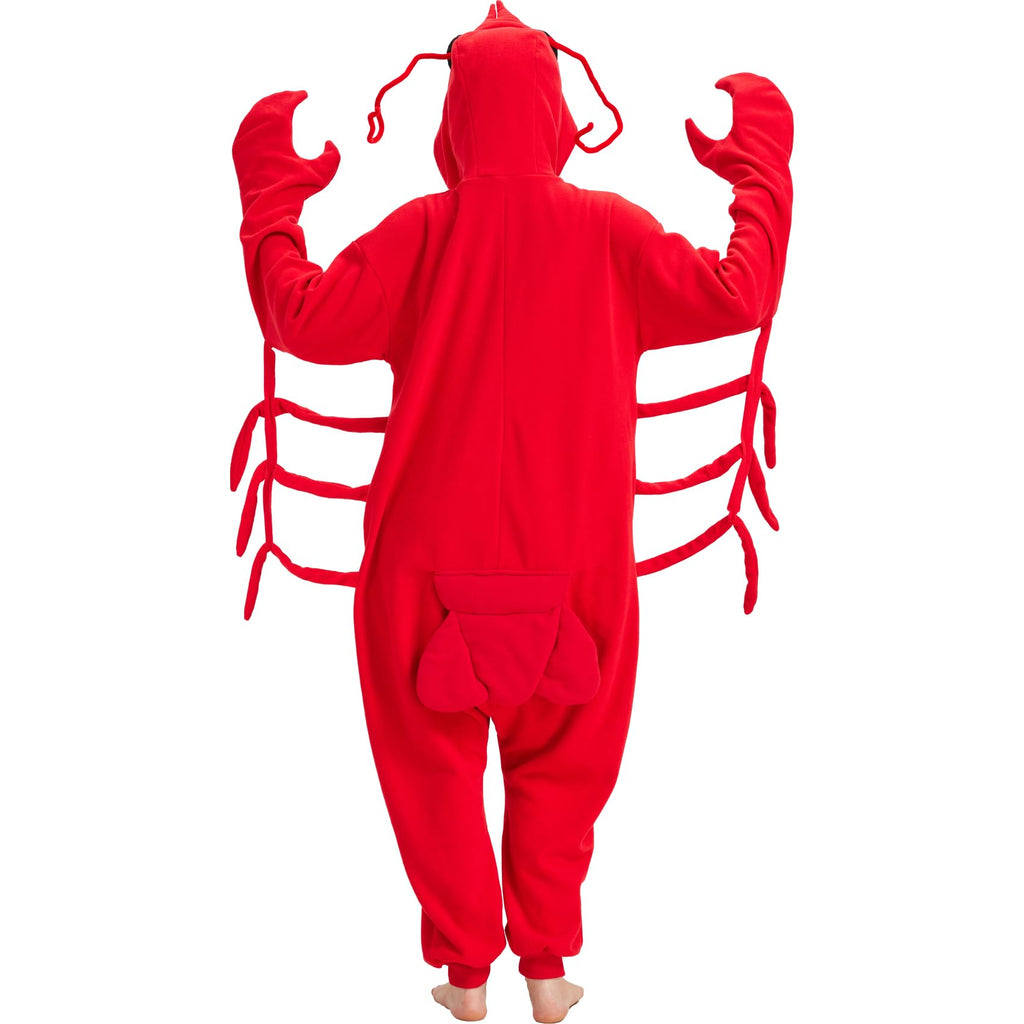 Adult Lobster Onesie Costume – Funny Crustacean Pajamas with Claw Gloves for Halloween & Cosplay