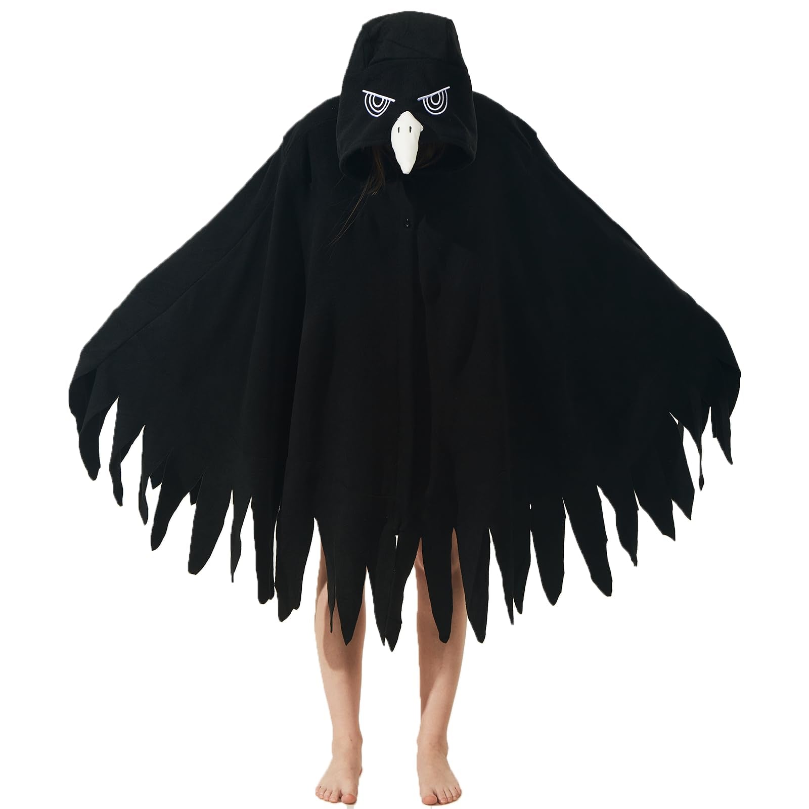 Mysterious Crow Cape Costume – Plush Bird Wing Hood & Poncho
