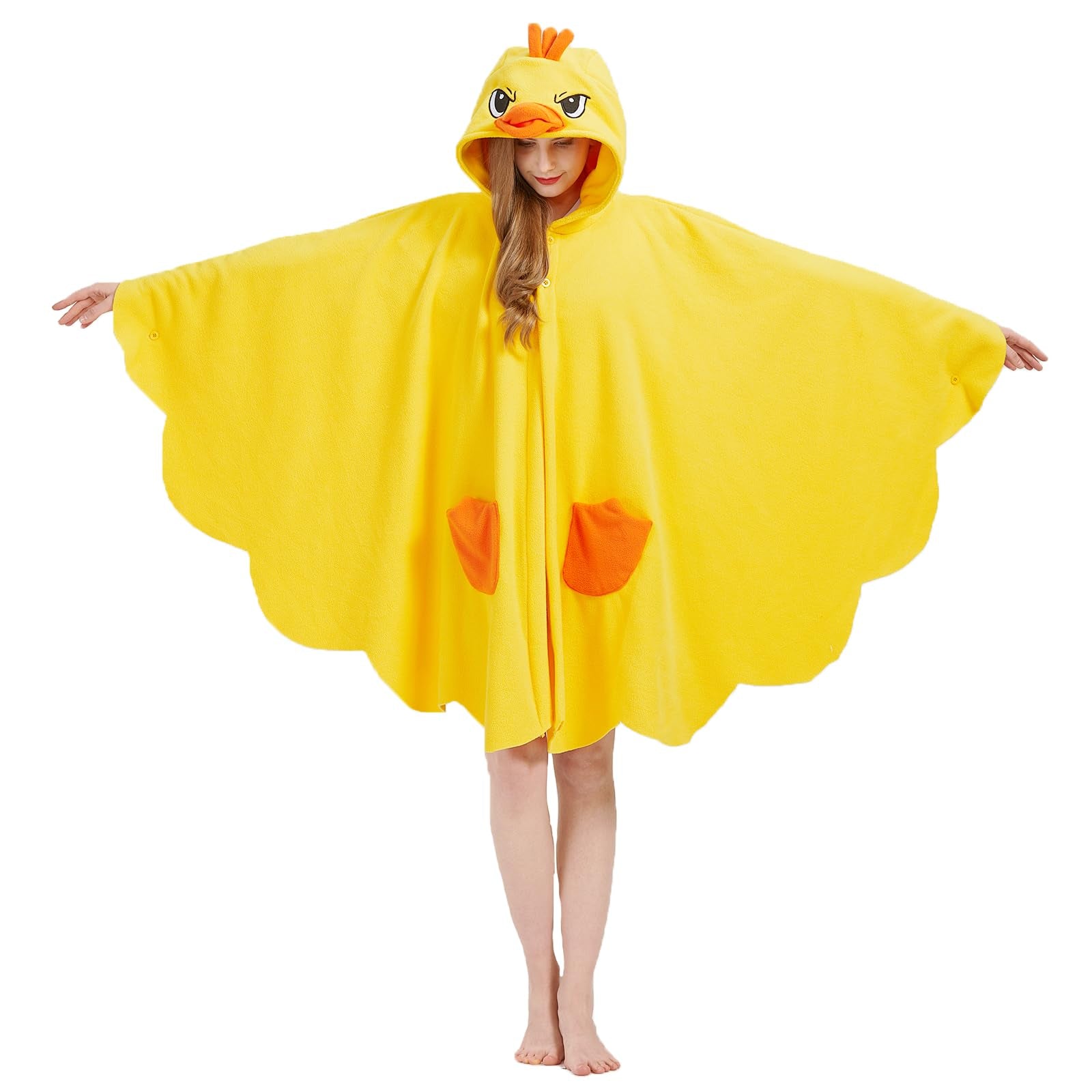 Cute Little Yellow Duck Cape – Cozy Polar Fleece Animal Hood & Costume