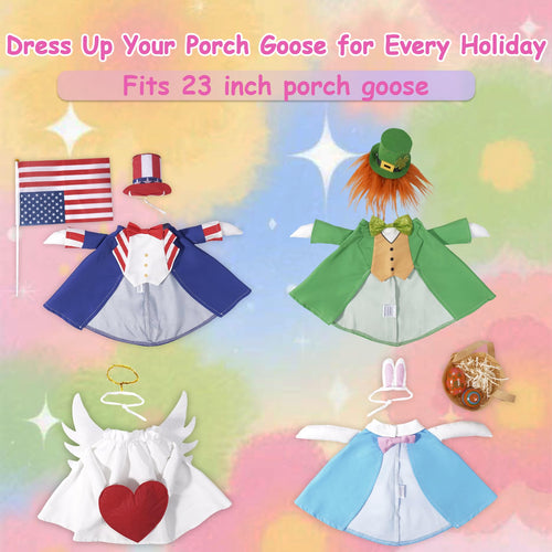 4-Piece Holiday Porch Goose Outfit Set – Seasonal Costume Collection for 23-Inch Statue