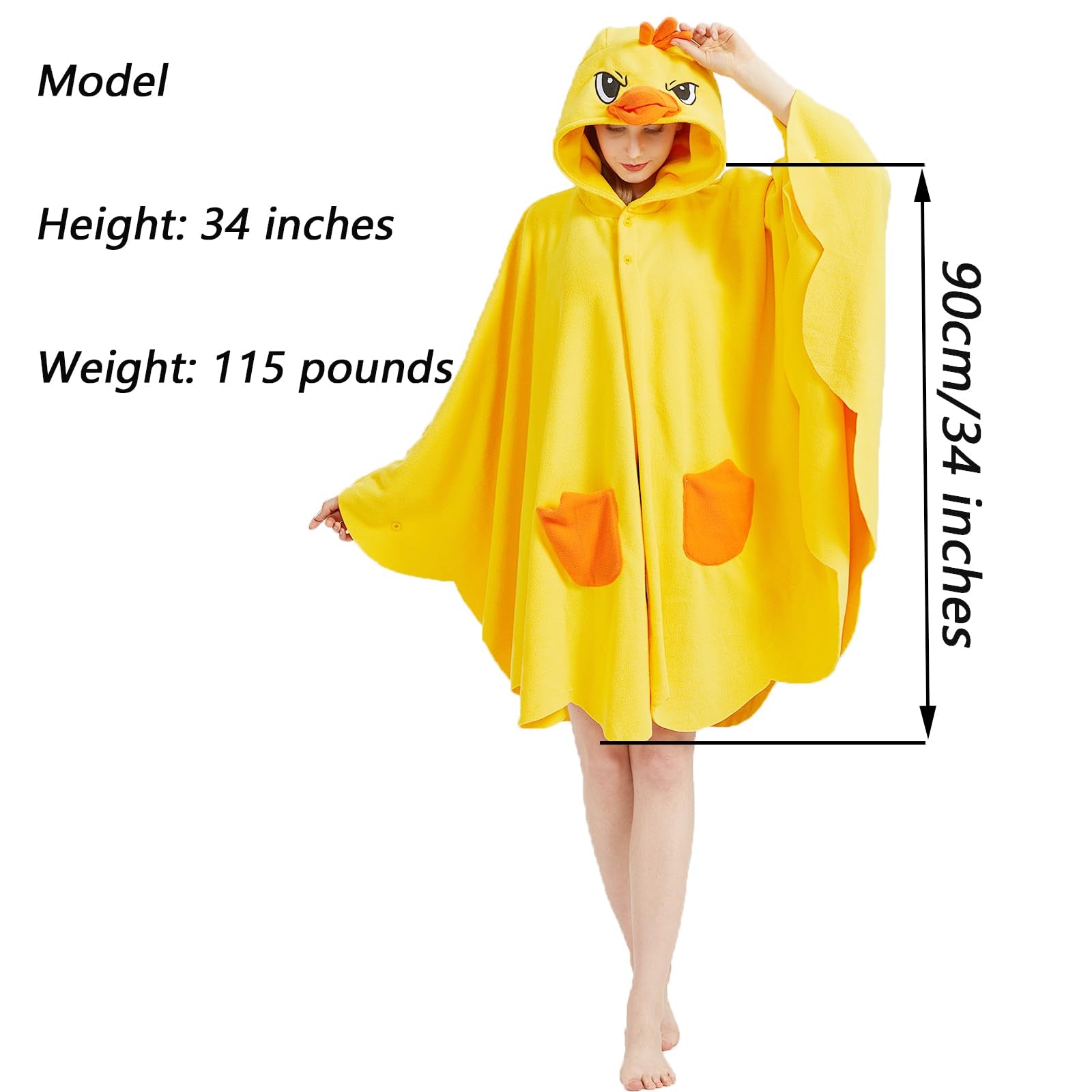 Cute Little Yellow Duck Cape – Cozy Polar Fleece Animal Hood & Costume