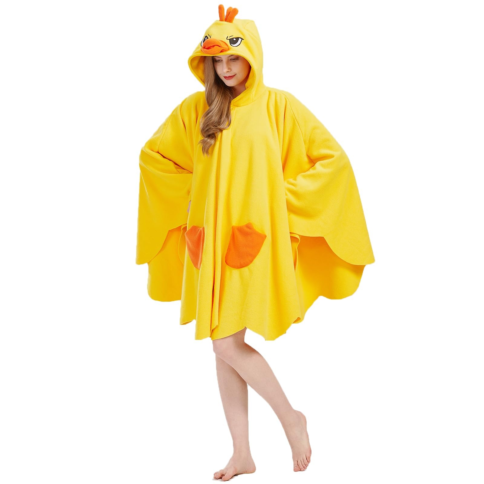 Cute Little Yellow Duck Cape – Cozy Polar Fleece Animal Hood & Costume