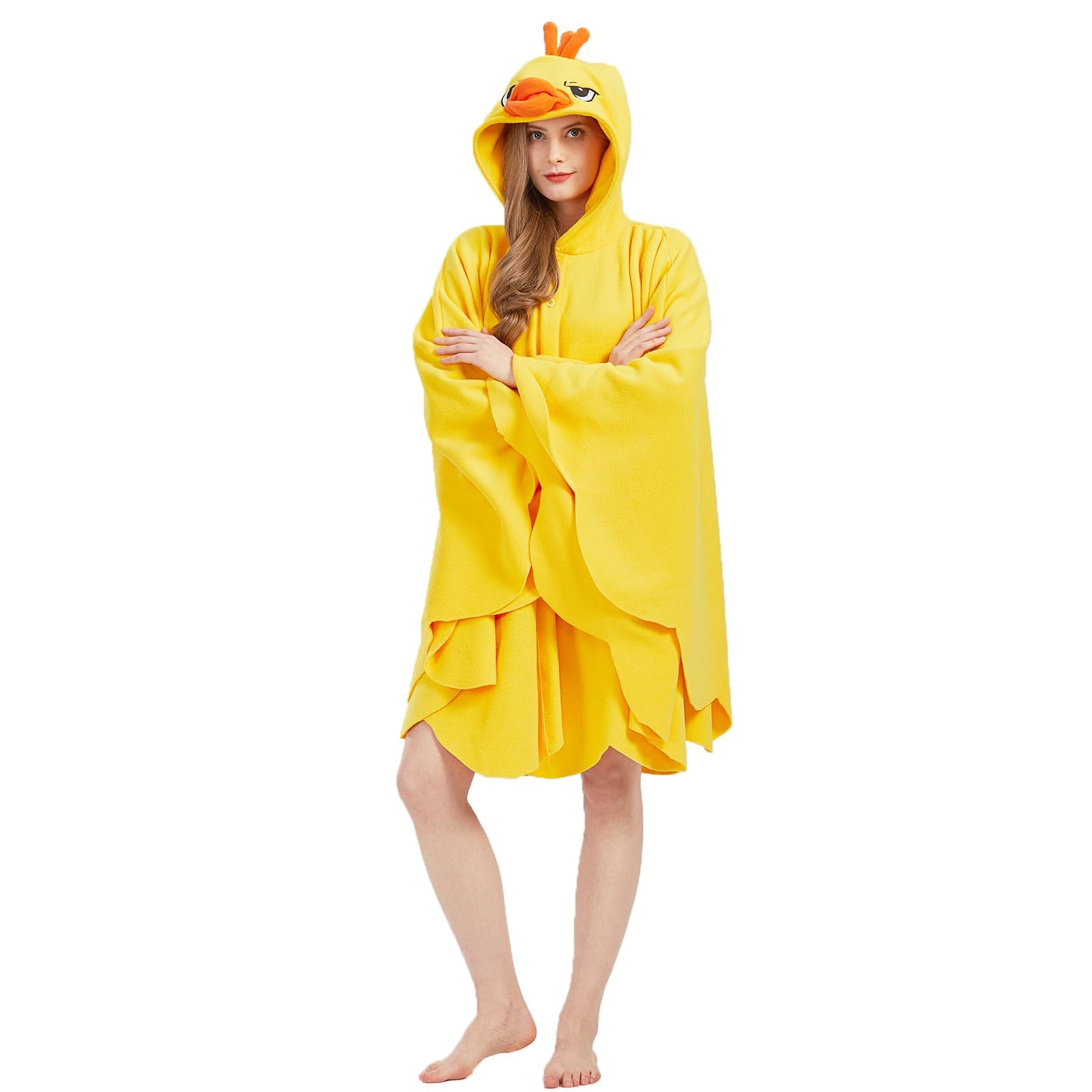 Cute Little Yellow Duck Cape – Cozy Polar Fleece Animal Hood & Costume
