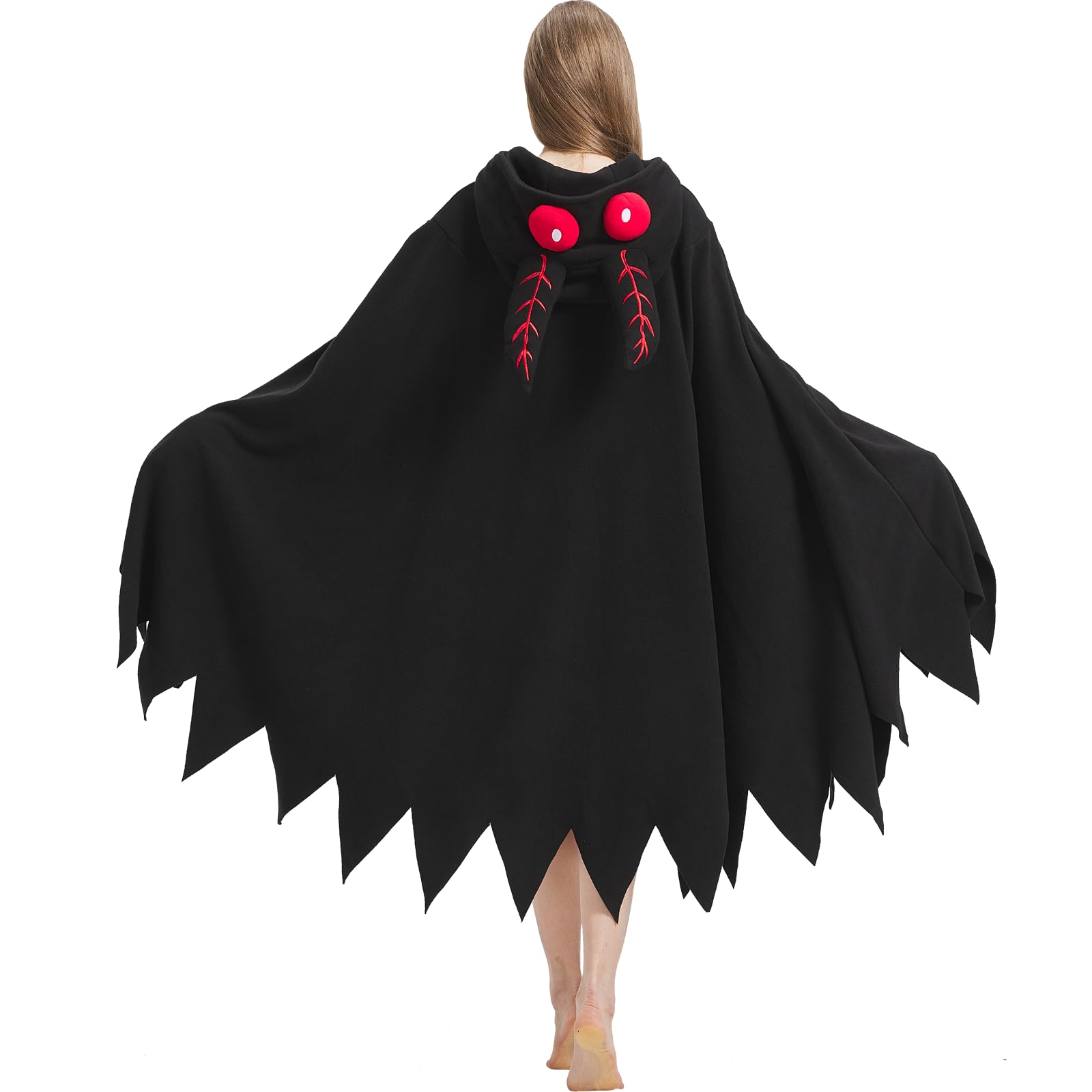 AIYOUYIYA Mothman Cosplay Cape – Plush Fleece Cryptid Cloak with Red Eyes & Ears Embrace the Legend with the Ultimate Mothman Cosplay Cape!