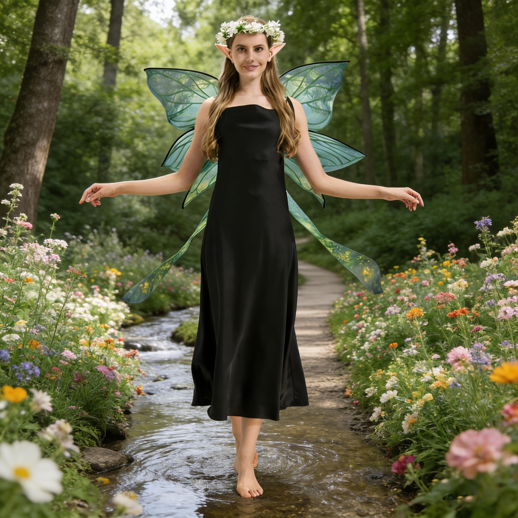 🧚 The Enchanting Fairy Costume Set – Wings, Ears & Floral Crown