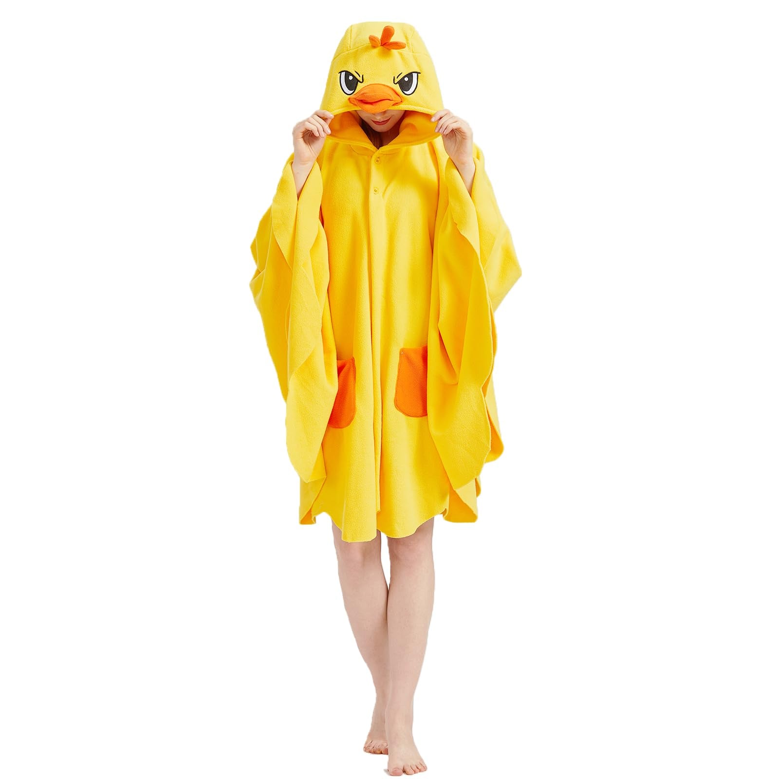 Cute Little Yellow Duck Cape – Cozy Polar Fleece Animal Hood & Costume