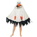 Adult Seagull Hooded Cape Costume – Winged Bird Poncho with Scalloped Hem for Halloween & Coastal-Themed Parties