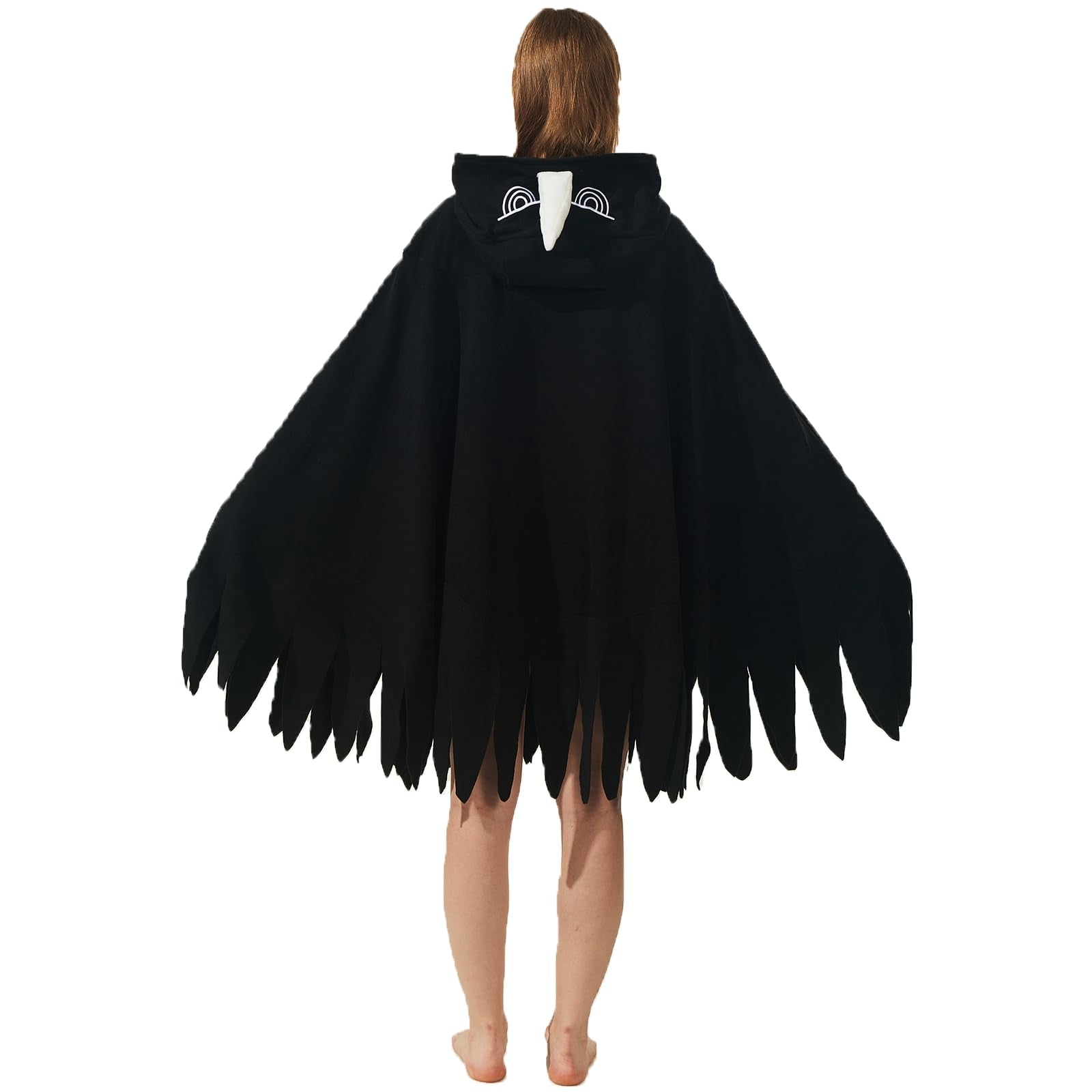 Mysterious Crow Cape Costume – Plush Bird Wing Hood & Poncho